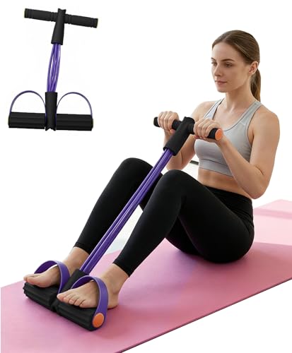 Pedal Resistance Bands with Handles for Home Work Out - color: Purple 02