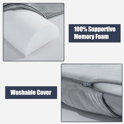HOMBYS Memory Foam Sleep Position Training Pillow, Half Moon Bolster Body Supportive Trainer Pillow for Back Sleeper Side Sleeper, Adjustable Semi Roll Body Pillow - Grey