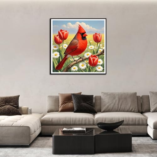 hill froeistung Cardinal Diamond Painting Kits for Adults | Bird Diamond Art Kits, 5D DIY Round Full Drill Paint with Diamonds Crafts for Home Wall Decoration Gifts 12×12Inch - color: HF-A066