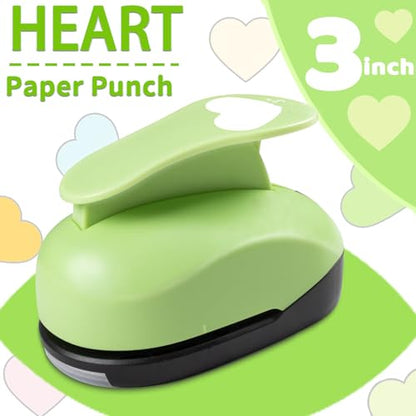 Heart Punches for Paper Crafts, 3 inch Heart Shape Hole Punch for Scrapbook | Large Heart Punch, Heart Paper Punch, Hearts Hole Puncher for Paper Crafts, Cardstock, Classroom DIY Projects, Journal - style: Heart Punch