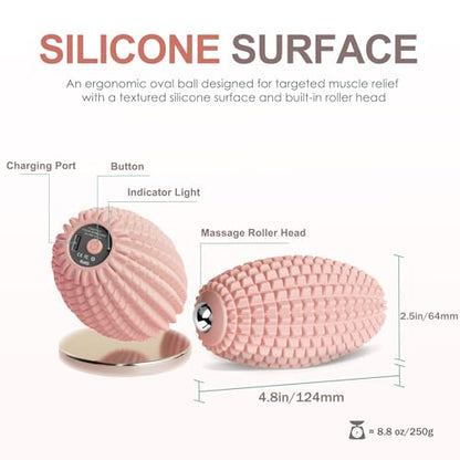 Vibrating Massage Ball with Rolling Head for Plantar Fasciitis - color: Pink