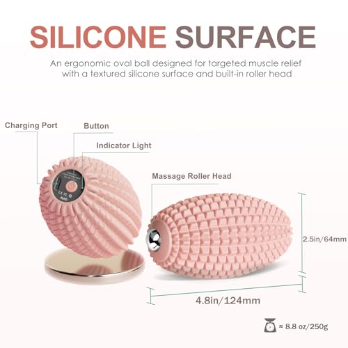 Vibrating Massage Ball with Rolling Head for Plantar Fasciitis - color: Pink