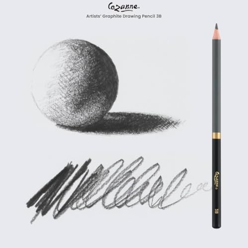 Cezanne Graphite Drawing Pencils Set - 3B, Set of 12 Break-Resistant Graphite Lead, Easy-to-Sharpen Sketch Pencils, Master Artist Quality Graphite Pencils for Technical and Artistic Drawing - color: 3B, size: Set of 12