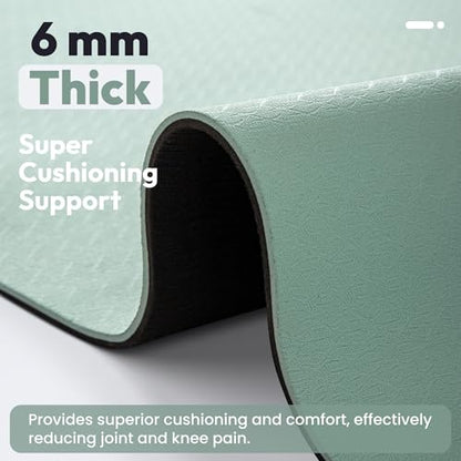Umineux Non Slip Yoga Mat 72"x24" Exercise & Fitness Mat For Women and Men - color: Matcha Green & Black, size: 6MM