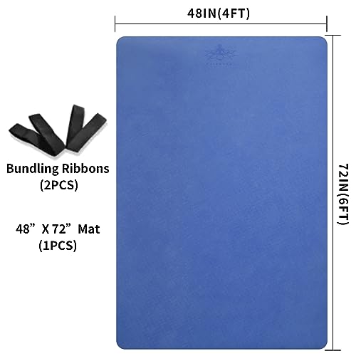 Hatha Yoga Large TPE Yoga Mat 6'x4'x1/2" Extra Thick Non-Slip Exercise Mat - for Yoga Pilates & Home Gym Workouts - color: Blue