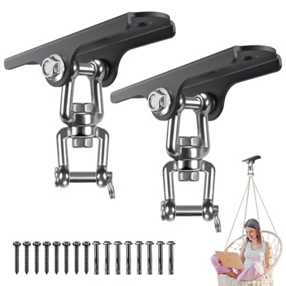 2Pcs 360° Swivel Swing Hanger Swing Ceiling Mount Heavy Bag Hanger Hook - color: 360° Swivel Hanger - Detachable Hooks ( 2 Pack )
