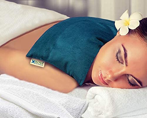 KOYA Naturals Soft Velvet Flax Seed Pillow - Microwave Heating Pad | Moist Heat Pack, For Neck, Muscle, Joint, Stomach Pain, Menstrual Cramps Relief - color: Turquoise