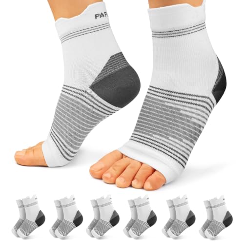 PAPLUS 6 Pairs Compression Socks with Arch Support for Plantar Fasciitis - color: White(6 Pairs), size: Small (6 Pair)