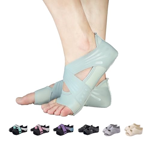 ABIRAM Pilates Grip Socks for Women - Non-Slip Toeless Yoga & Barre Socks | Quick-dry, non-slip, toeless design with stay-put fit and stylish colors — ideal for reformer, yoga, Pilates, barre & ballet - color: Gray, size: Small