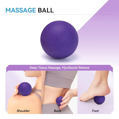 5 in 1 Foam Roller Set, High Density Patented Exercise Roller - color: Purple