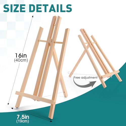 ESRICH 2 PCS 16in Wood Easels, Tabletop Easel for Painting Party | Paint Easel for Display Canvas, Photos, Display Tripod Holder Stand for Students Kids - style: 16"-2P
