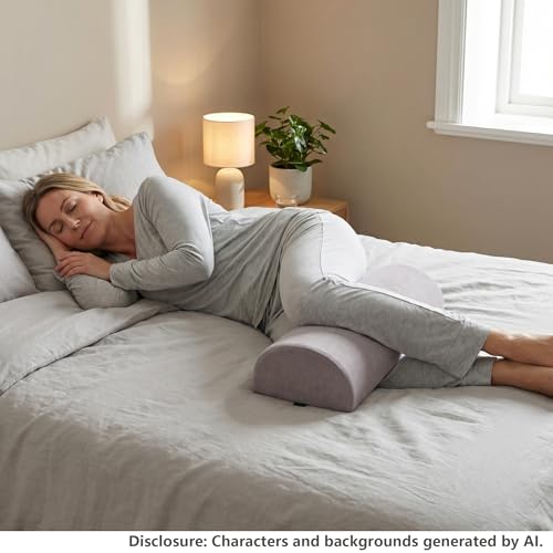 Under Knee Pillow, Half Moon Leg Pillow - Memory Foam Ergonomic Support Pillow for Side & Back Sleepers, Pain Relief & Alignment, Under Knee, Lumbar & Multi-Use Bolster Gray - size: 45X20X10CM