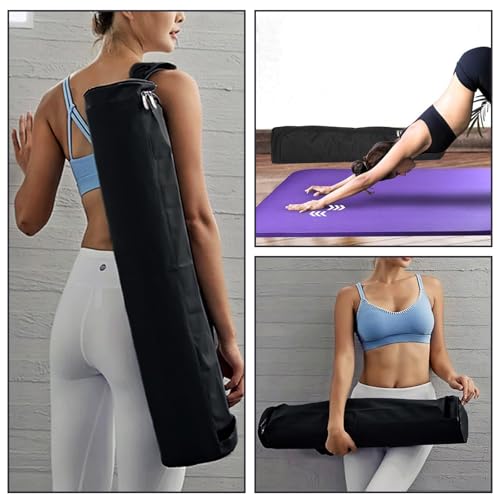 Yoga Mat Bag, Full Zip Exercise Yoga Mat Carrier Bag with Adjustable Strap, Waterproof Yoga Mat Carry Bag Strap for Most Yoga Mats to Gym Class Beach Park Travel for Women & Men (Black)
