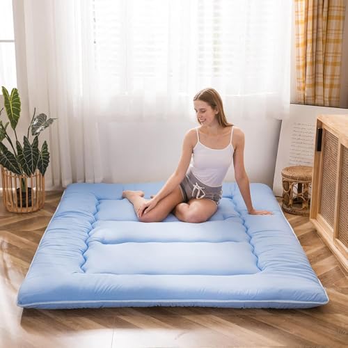 MAXYOYO Japanese Floor Mattress 4" Thick Twin Size Foldable Futon Mattress - color: Dusty Blue, size: Twin