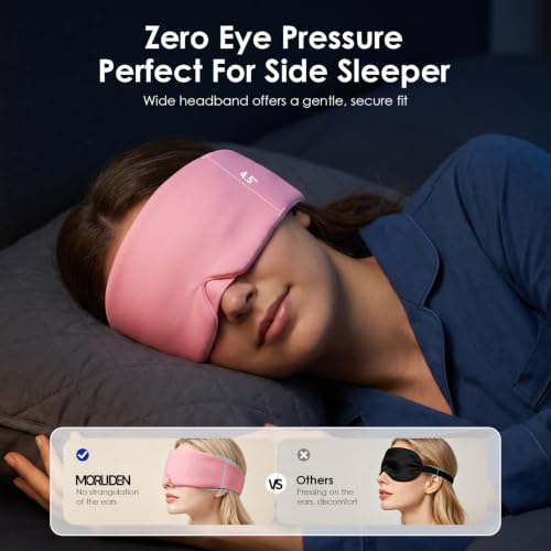 MORLIDEN Sleep Mask for Women Men, Light Blocking Eye Mask, Pink - color: Blush Pink Combed Cotton