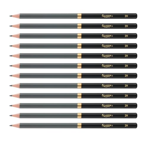 Cezanne Graphite Drawing Pencils Set - 2H, Set of 12 Break-Resistant Graphite Lead, Easy-to-Sharpen Sketch Pencils, Master Artist Quality Graphite Pencils for Technical and Artistic Drawing - color: 2H, size: Set of 12