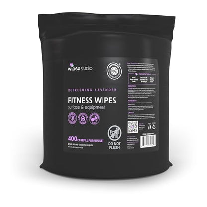Wipex Gym Wipes Bucket Refill – EWG Verified, 400 Ct Plant-based Fitness Equipment Wipes, Lavender and Vinegar to Clean Surfaces, Safe Yoga Mat Cleaner, Gym Cleaner and Peloton - size: 400 Count (Pack of 1), style: Lavender: Refill