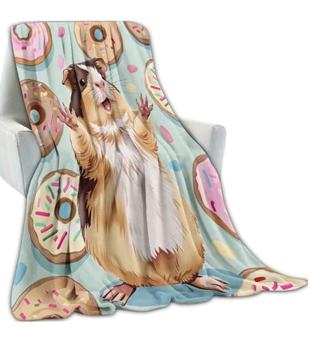 Happy Lovely Hamster Blanket Gifts for Boys Girls Kids, Sweet Donut Dessert Joyful Raise Paw Throw Blankets for Sofa Office Couch Room Decor, Cozy Lightweight Warm Soft Throws, 60x80 in - color: Hamster 02, size: 80x60 in
