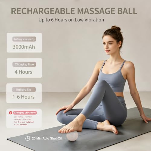 Heating Vibrating Massage Ball with 7 Modes & Memory Function | Electric Massage Ball with Recessed Button Design for Myofascial Release, Deep Tissue & Trigger Point Therapy (Beige) - color: Beige