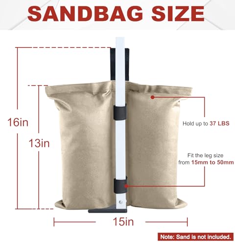ABCCANOPY Canopy Weights 120 LBS Tent Sand Bags,4-Pack Beige(No Sand) - color: Beige, size: 120 LBS