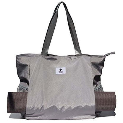 ESVAN Yoga Mat Bag Yoga Tote Carrier Shoulder Bag Carryall Tote for Office,Yoga,Pilates,Travel,Beach and Gym - color: F Gray