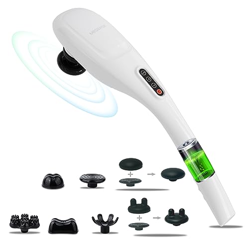 MEGAWISE Handheld Back Massager | Deep Tissue Percussion Massage for Back, Neck, Shoulders, Waist and Legs (Cordless Off-White) - color: Cordless Off-white