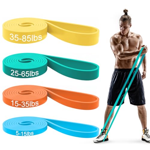 Pull Up Bands, Resistance Bands Set, Exercise Workout Bands for Men & Women, Ideal for Body Stretching, Physical Therapy and Muscle Training - color: Cyan