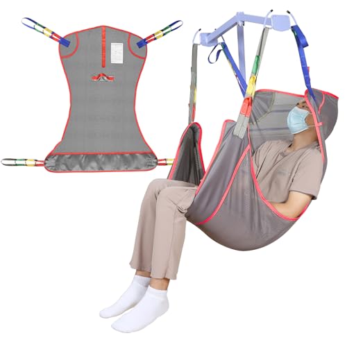 500lbs Mesh Full Body Sling for Lift - Patient Transfer Sling with Wide Pads for Elderly & Disabled,Compatible and Multi-Scene Transfer - color: Purple-gray, size: Small