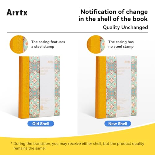 Arrtx Watercolor Sketchbook, 5.35x3.86 Hot Press | 100% Cotton, Acid-Free, 140LB/300GSM, Hardcover, 20 Sheets. Ideal Travel Journal for Artists & Students - size: 1 Pack