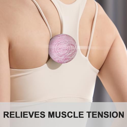 Massage Lacrosse Ball, 2.5 Inch Firm Solid Rubber Deep Tissue Ball for Myofascial Release, Plantar Fasciitis & Muscle Knot Relief, for Foot, Glutes, Shoulder Blades, Calves, 1 Count Pink - color: Pink