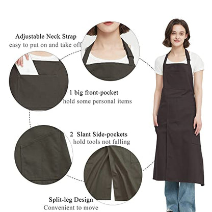 Pottery Apron Split Leg,100% Cotton Artist Apron 3 Pockets for Women Men,Ceramics Clay - color: Black, size: 39" long