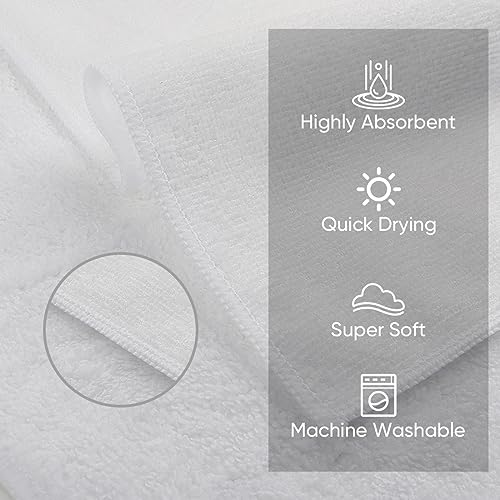 HOMEXCEL Microfiber Washcloths 12 Pack, Highly Absorbent and Soft Face Towel, Multi-Purpose White Wash Cloths for Bathroom, Hotel, Spa, Gym, and Kitchen, 12x12 Inch - color: White, size: 12 x 12 inch