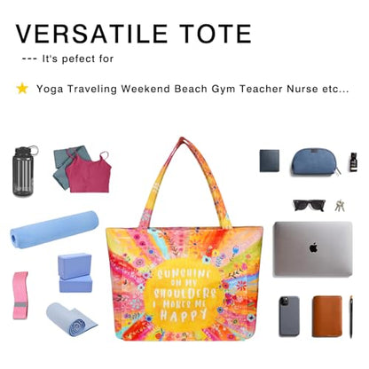 Yoga Mat Bag Yoga Bags and Carriers Fits All Your Stuff Yoga Tote Bag with Zipper Pocket Yoga Mat Carrier Pilates Bag Take in Out Mat Easily - color: Sunshine