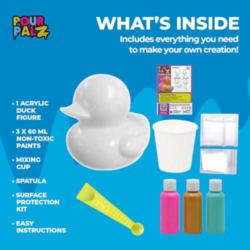 Paint Pour Duck DIY Paint Pouring Art Kit for Kids & Adults, Collectible Duck Figure Craft Set, Paint Your Own DIY Art Activity Kit with Acrylic Paints, Ages 5+, Golden Dream - color: Gold
