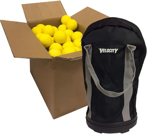 Velocity Lacrosse Balls - Practice Balls, Official NFHS, SEI, and College Approved Size - Meets NOCSAE Standard - Approved Competition Colors - Case of 60 & 120 with Ball Bag - color: Yellow, size: 120 Balls + Bag, style: Practice Ball