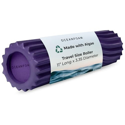 Oceanfoam Ripple Travel Foam Roller (11" x 3.35") Firm Mini Foam Roller for Physical Therapy, Deep Tissue Massage, Back Pain - High Density, Ergonomic Wave Textured - Yoga, Pilates, Exercise (Purple) - color: Purple