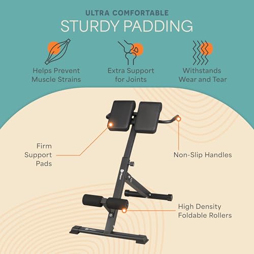 Lifepro SculptTrainer Roman Chair – 20+ Exercises, Foldable, 330 lb Cap | Hyperextension, hip thrusts, sit-ups & back extensions, 10 height positions, padded seat + dual rollers, alloy steel - color: Black, size: Medium