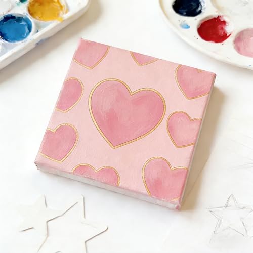 AUREUO Mini Stretched Canvas - 4x4 Inch/24 Pack - 2/6 Inch Profile Tiny Square Canvas Boards for Painting - Art Gift Set Bulk Pack Canvases for Acrylic Halloween Painting & Craft - size: 4"x4"