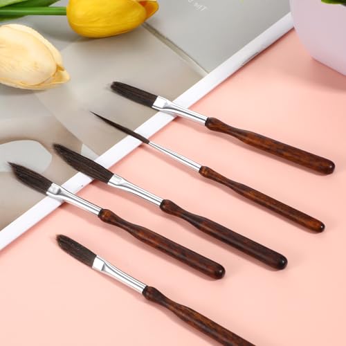 5 Pcs Pinstriping Brush Professional Travel Art Paintbrushes High Performance Striping Brushes Detail Script Liner Paint Brush Scroll Sword Dagger Brushes for Oil Painting Miniature Art Craft Projects