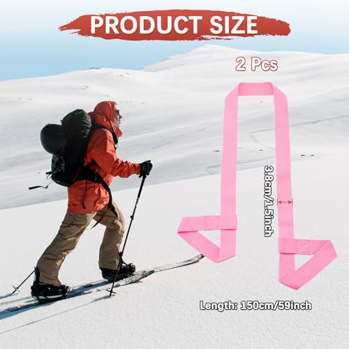 Roller Skate Leash - Adjustable Ski Boots Carrier Strap Use for Ski Boots & Snowboard Boots - color: Pink