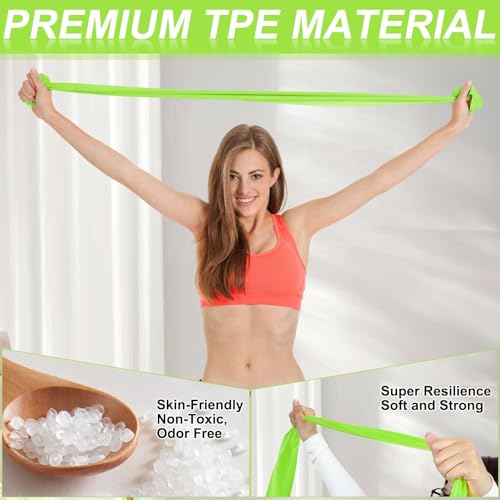 DEEKIN 10 Pcs Resistance Bands Professional Exercise Elastic Bands Latex-Free Yoga Starter Set for Pilates, Physical Therapy, Strength Training, Yoga, Working Out for Women Home Gym - color: Green, style: 5 Lbs