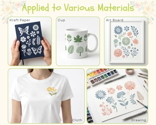 80Pcs Reusable Stencils for Painting Set, 3 Inch Botanical Flower Bird Butterfly Painting Templates for DIY Art Decor Classroom Projects