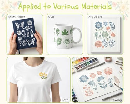 80Pcs Reusable Stencils for Painting Set, 3 Inch Botanical Flower Bird Butterfly Painting Templates for DIY Art Decor Classroom Projects