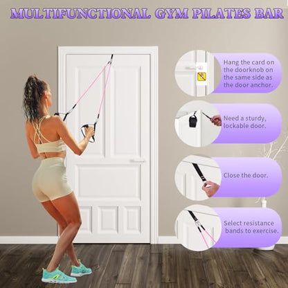 Bbtops Pilates Bar Kit with Resistance Bands,Pilates Bar with Stackable Bands Workout Equipment for Legs,Hip,Waist and Arm,Exercise Fitness Equipment for Women & Men Home Gym Yoga Pilates - color: Dark Purple