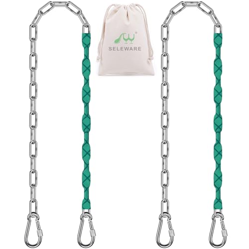 SELEWARE 2 Pcs 65" Heavy Duty Swing Chains Stainless Steel Hanging Chains - color: Green, size: 65" (2 Pcs)