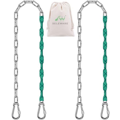 SELEWARE 2 Pcs 65" Heavy Duty Swing Chains Stainless Steel Hanging Chains - color: Green, size: 65" (2 Pcs)