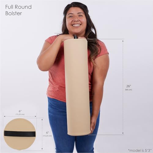 EarthLite Massage Bolster Pillow Full Round – Durable, Easy to Clean 100% PU Upholstery incl. Strap Handle/Professional Quality CFC-Free/Back Pain Relief - color: Sterling