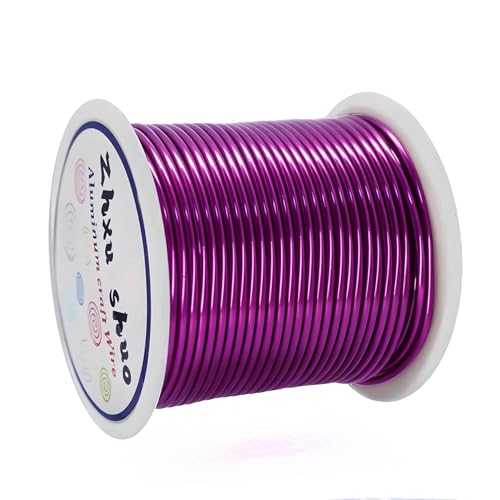 12 Gauge(2mm) Aluminum Wire 35 Yards Anodized Metal Wire for Bonsai Armature Crafting Sculpting Jewelry Craft Making Beading Floral (Purple, 12 Gauge) - color: Purple