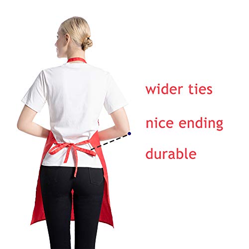 Red Plain Bib Aprons Bulk for Women Men Adult with 2 Front Pockets(Red,15 PCS) - color: Red-15pcs