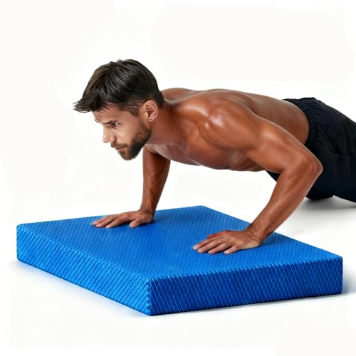 High-Density Balance Pad, Extra Large Balance Pad for Physical Therapy, TPU Foam Balance Board for Rehabilitation Stability Workout Knee and Ankle Exercise - color: Blue, size: 19.69*15.7*2.36 inch